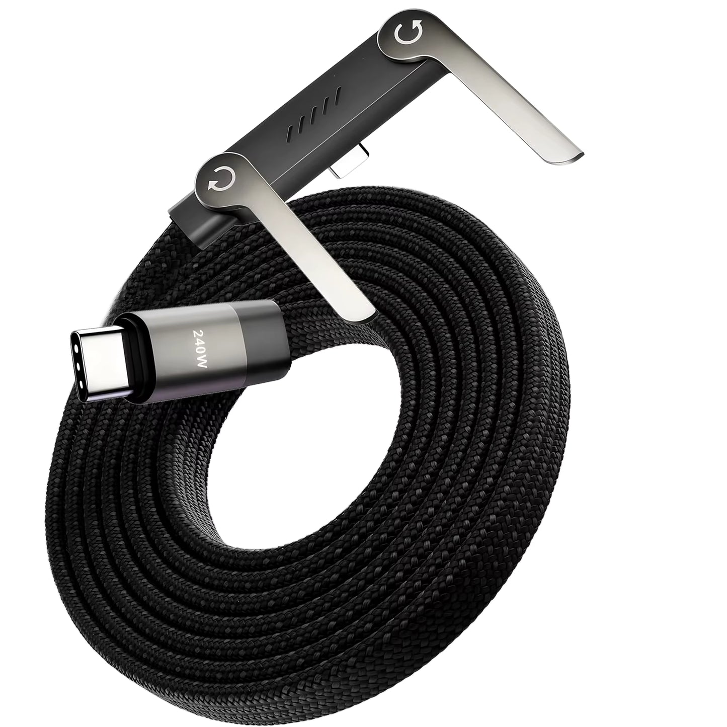 ⚡ كابل الشحن الخفي 2 في 1 مع حامل مدمج – شحن فائق السرعة 240 واط