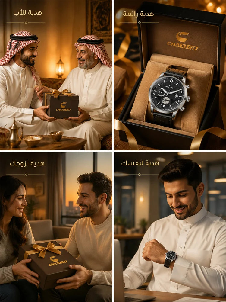 CHAXIGO – Montre Homme Élégante à Quartz avec Chronographe Multifonction