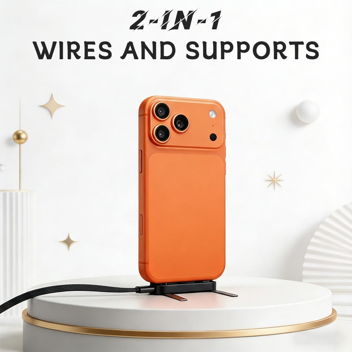 ⚡ كابل الشحن الخفي 2 في 1 مع حامل مدمج – شحن فائق السرعة 240 واط