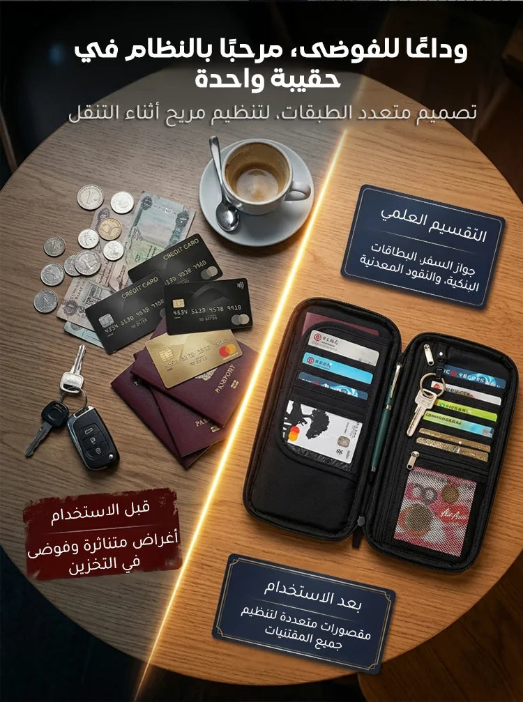 حافظة الوثائق والبطاقات من قماش أكسفورد السميك