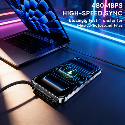 ⚡ كابل الشحن الخفي 2 في 1 مع حامل مدمج – شحن فائق السرعة 240 واط