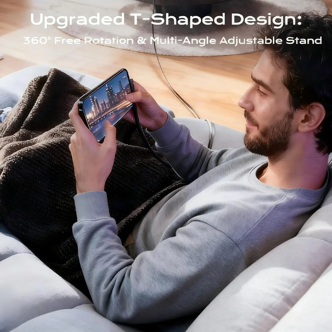 ⚡ كابل الشحن الخفي 2 في 1 مع حامل مدمج – شحن فائق السرعة 240 واط