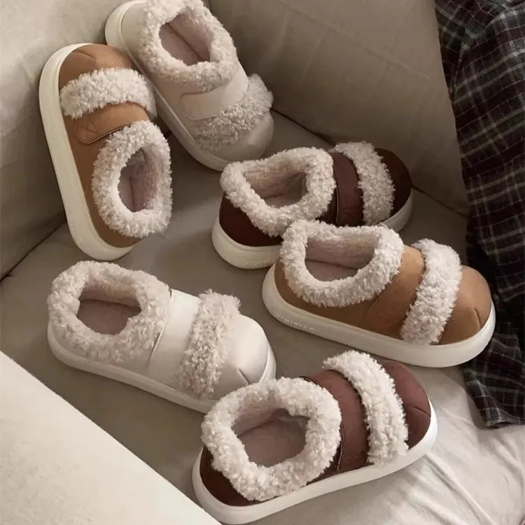حذاء نسائي شتوي منزلي فاخر مبطن بفرو فائق النعومة