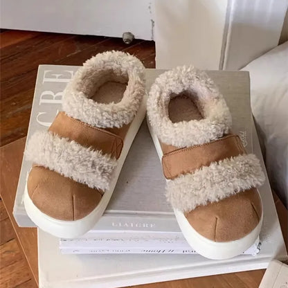 حذاء نسائي شتوي منزلي فاخر مبطن بفرو فائق النعومة
