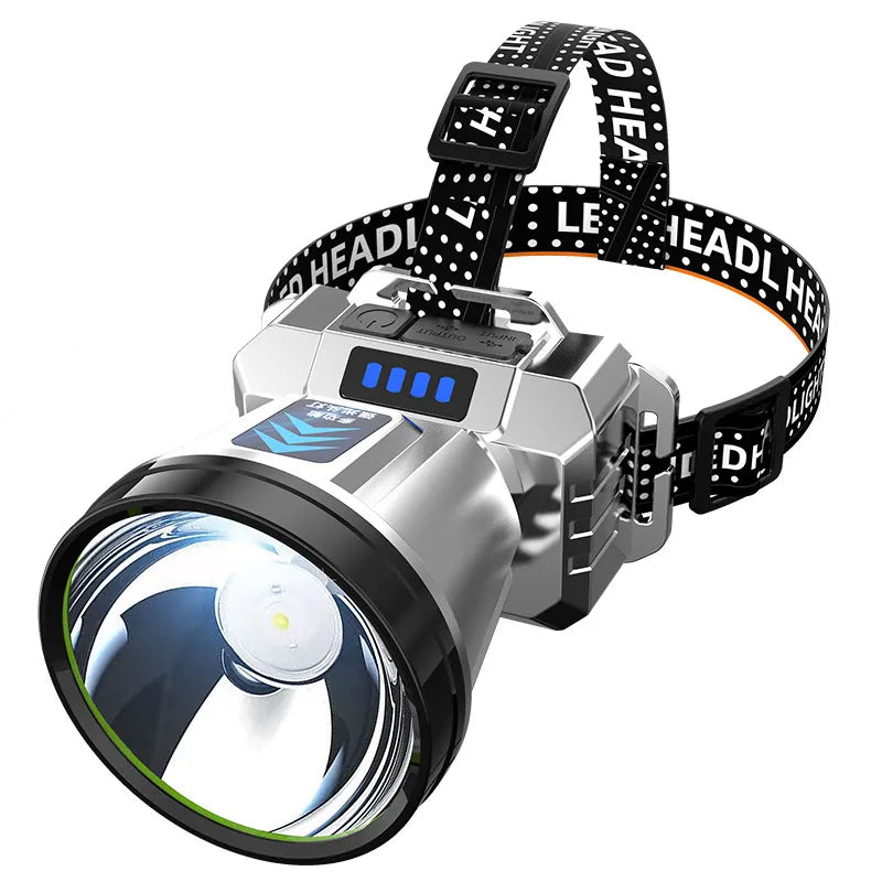 🔦 مصباح رأس خارق… إضاءة تصل حتى 200 متر!