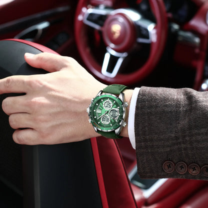 POEDAGAR E108 : Montre Homme + Bracelet Cuir Élégant