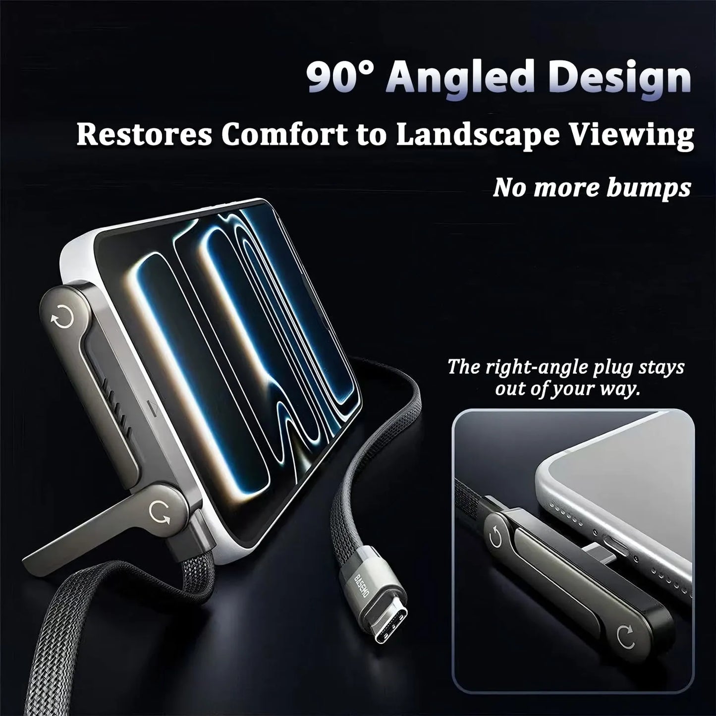 كابل الشحن الخفي 2 في 1 مع حامل مدمج – شحن فائق السرعة