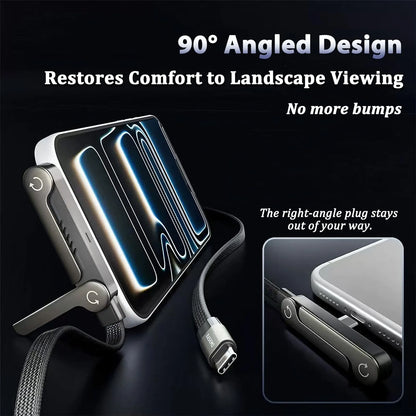 كابل الشحن الخفي 2 في 1 مع حامل مدمج – شحن فائق السرعة