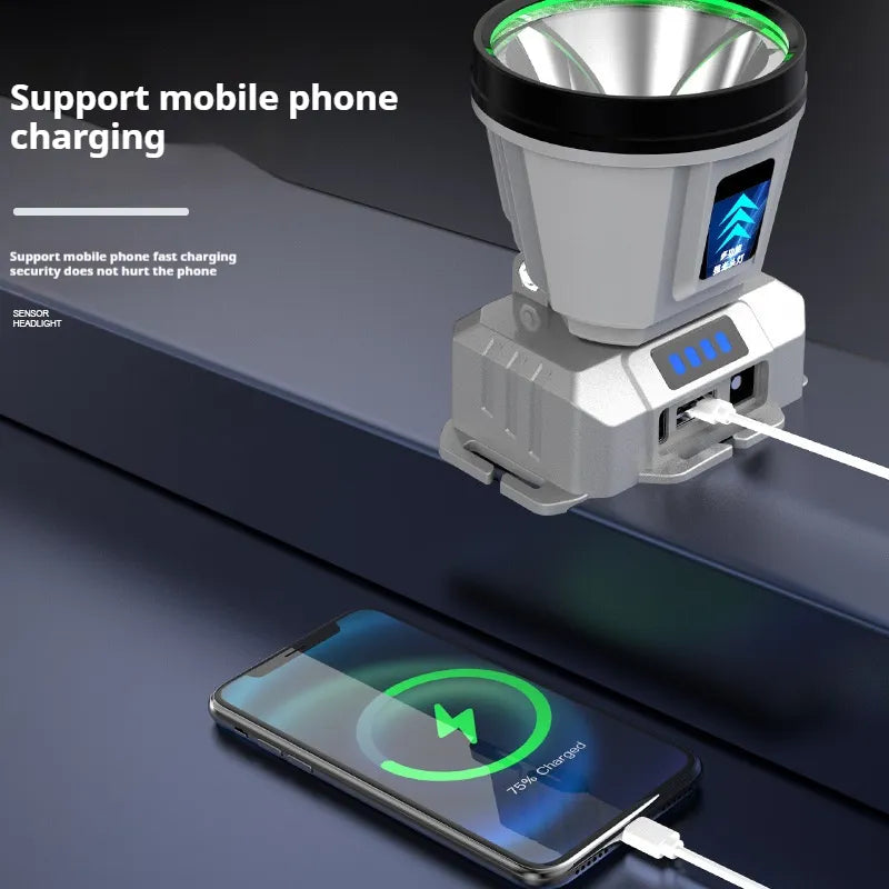 🔦 مصباح رأس خارق… إضاءة تصل حتى 200 متر!