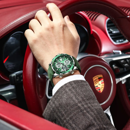 POEDAGAR E108 : Montre Homme + Bracelet Cuir Élégant