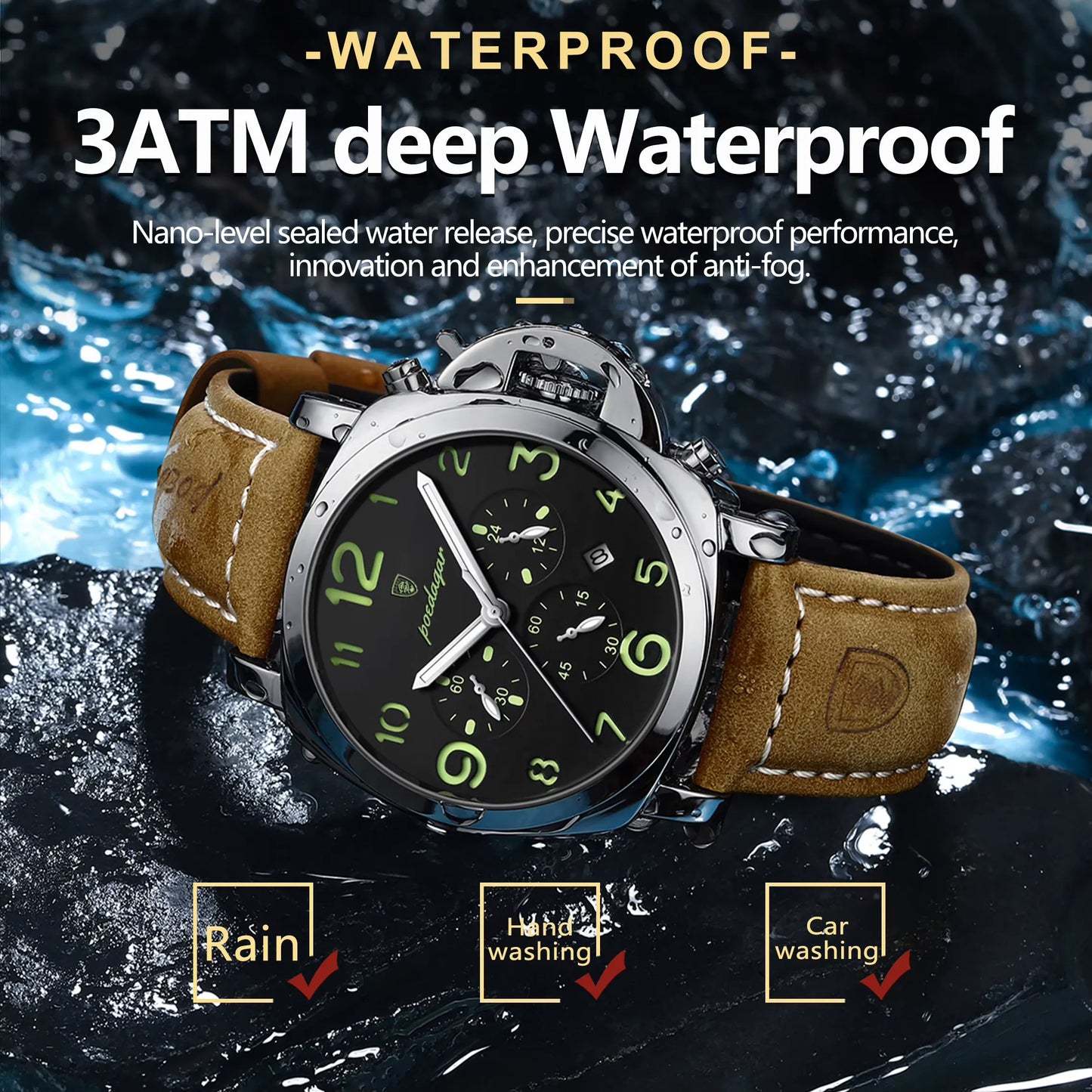 POEDAGAR 859 : Montre Sport de Luxe pour Homme