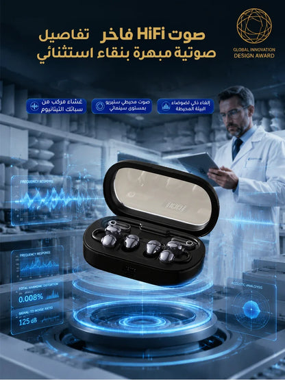 طقم من ثلاثة أزواج من سماعات البلوتوث اللاسلكية مع علبة شحن، بأنماط ارتداء متعددة وبطارية تدوم طويلا