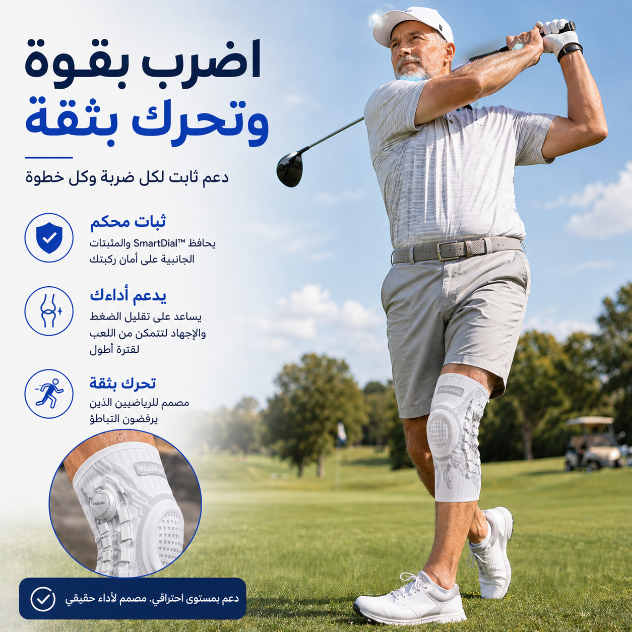 دعامة الركبة الاحترافية بنظام التعديل الدقيق (Bsshome)