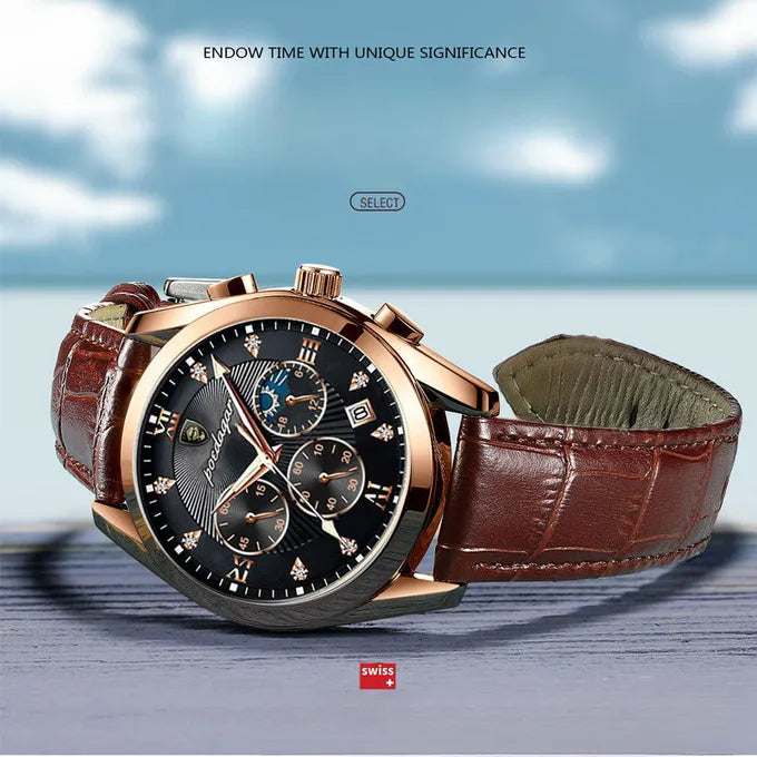 ساعة بيرتاسي للرجال بسوار جلدي فاخر