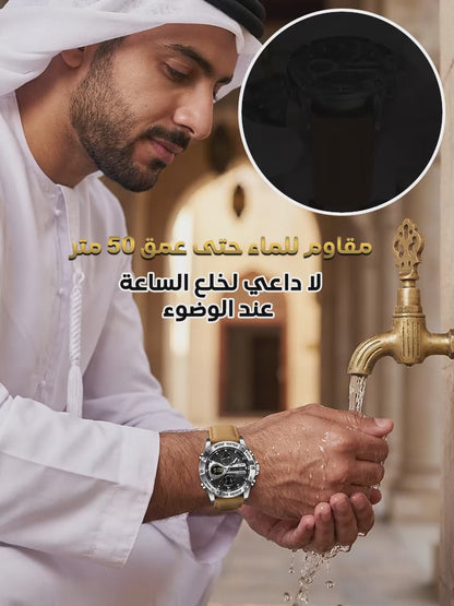 ساعة كوارتز وسيمة فاخرة بعقارب مضيئة ونوافذ العرض المتعددة