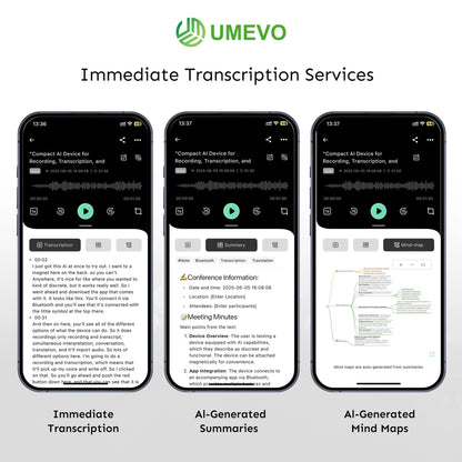 مسجل صوت ذكي بالذكاء الاصطناعي مع مغناطيس : تسجيل ذكي • تفريغ نصي فوري • تلخيص تلقائي