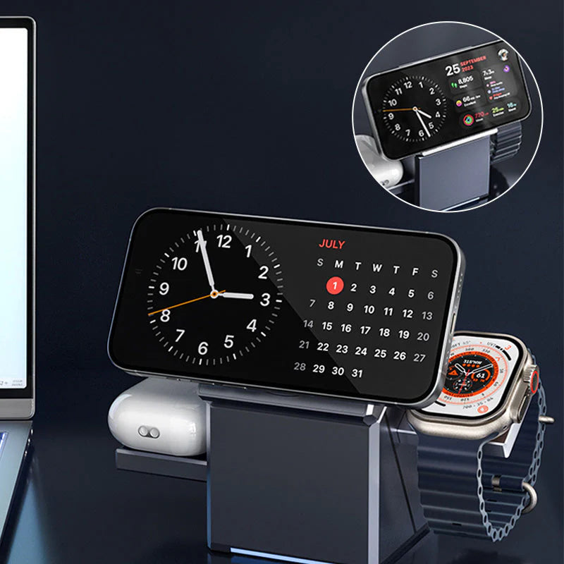 محطة شحن لاسلكية مغناطيسية 3 في 1 لأجهزة Apple