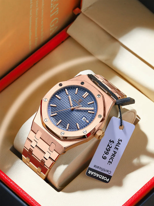 ساعة بويداغار الرجالية بحزام معدني راقي