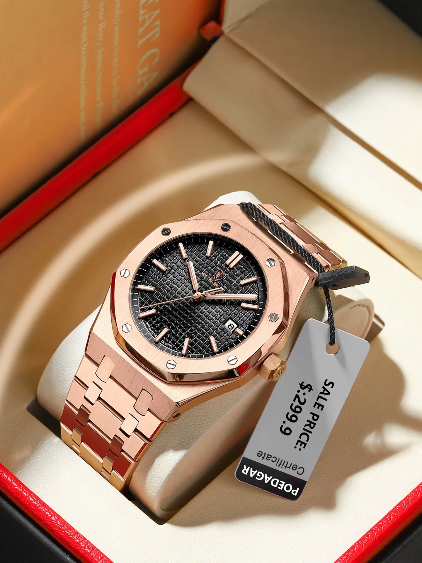 ساعة بويداغار الرجالية بحزام معدني راقي