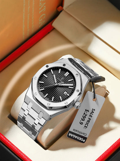 ساعة بويداغار الرجالية بحزام معدني راقي