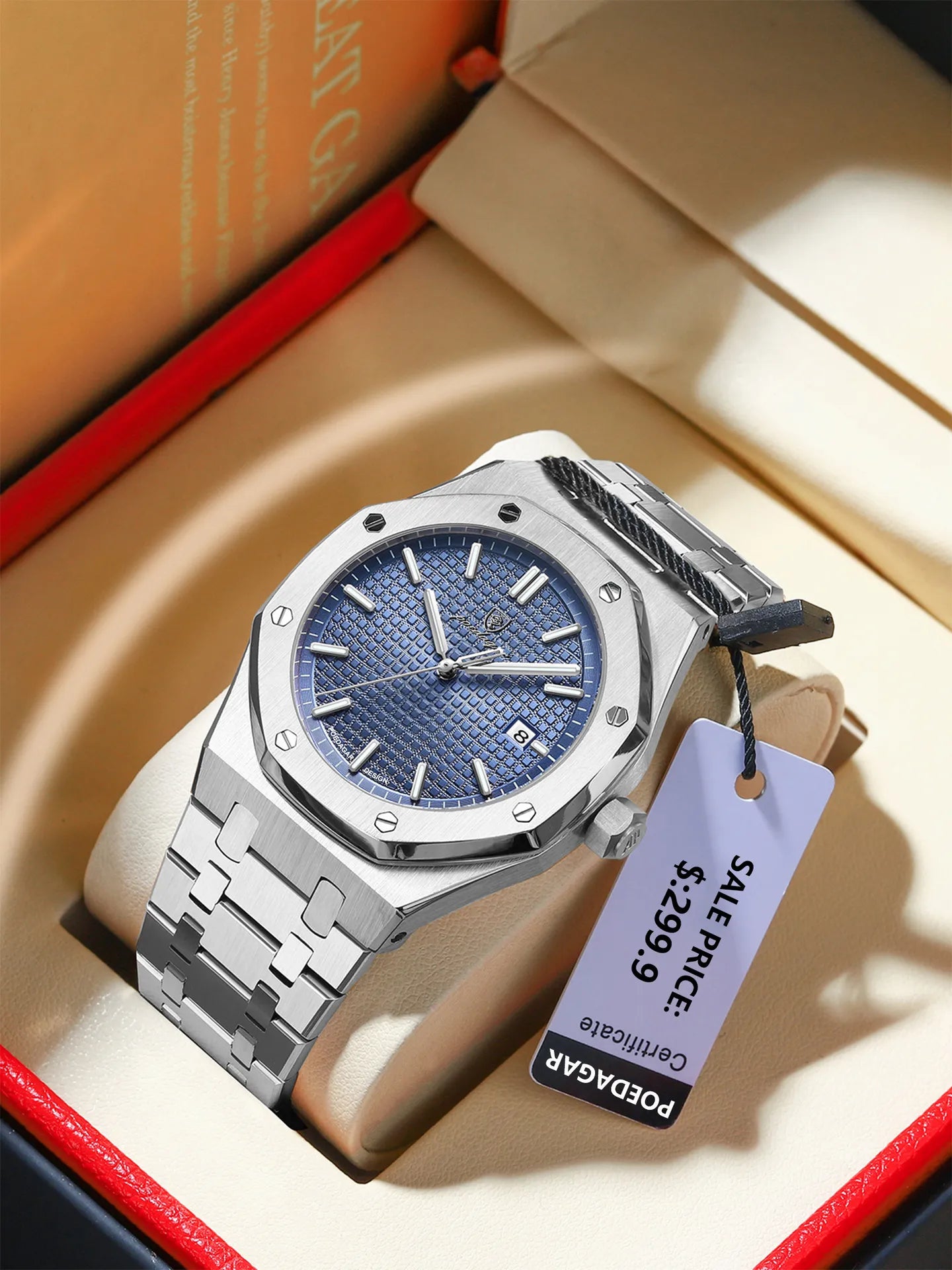 ساعة بويداغار الرجالية بحزام معدني راقي